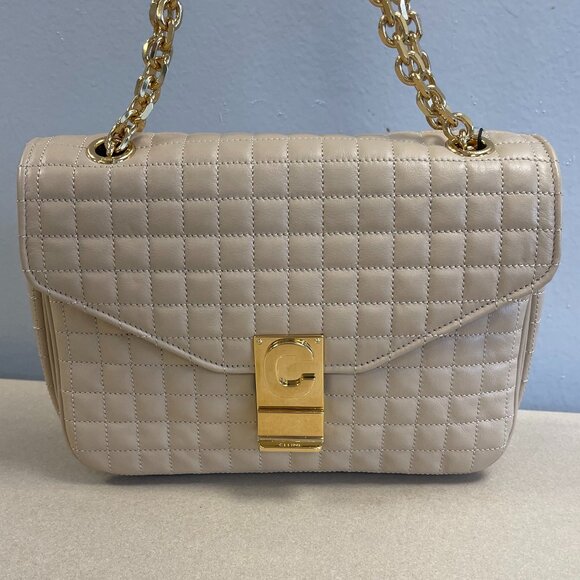 CELINE C Chain Quilted Calfskin Leather Shoulder Bag - Nude - Preowned - Picture 1 of 16
